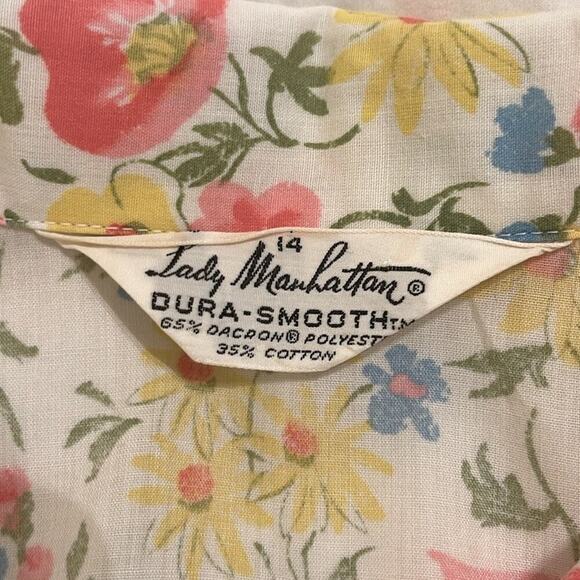 *Like New* Lady Manhattan Floral Women's Button Down Top, Vintage | Size 14 - Picture 4 of 6